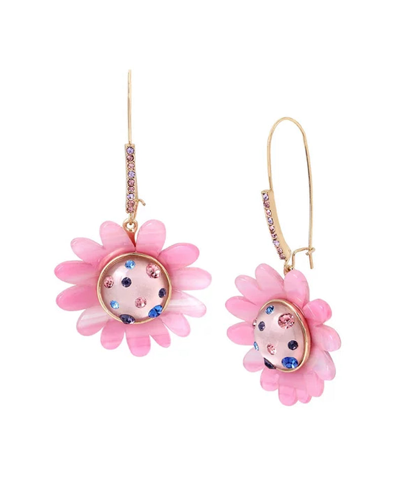 Women'S Daisy Dangle Earrings Pink Flower