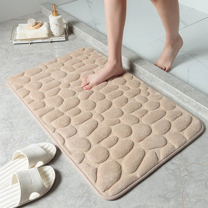 Cobblestone Embossed Bathroom Bath Mat Non-Slip Carpets in Wash Basin Bathtub Side Shower Room Floor Rug Doormat Memory Foam Pad