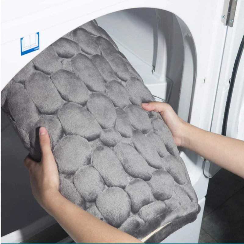 Cobblestone Embossed Bathroom Bath Mat Non-Slip Carpets in Wash Basin Bathtub Side Shower Room Floor Rug Doormat Memory Foam Pad