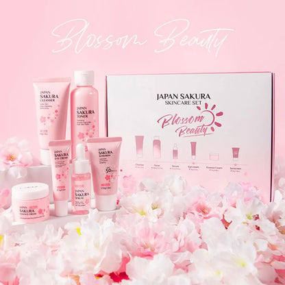 6Pcs/Set Sakura Skin Care Sets Face Cream Serum Toner Facial Cleanser Sunscreen Eye Cream Face Skin Care Set Product Gift Box