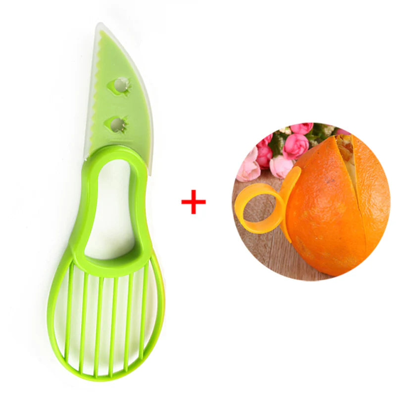 3 in 1 Avocado Slicer Shea Corer Butter Fruit Peeler Cutter Pulp Separator Plastic Knife Kitchen Vegetable Tools Kitchen Gadgets